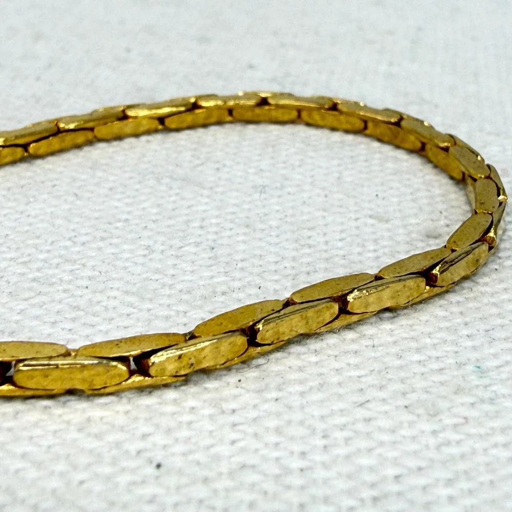 14K Gold Plated Bracelets Set of 2‎ Herringbone Snake Chain Style